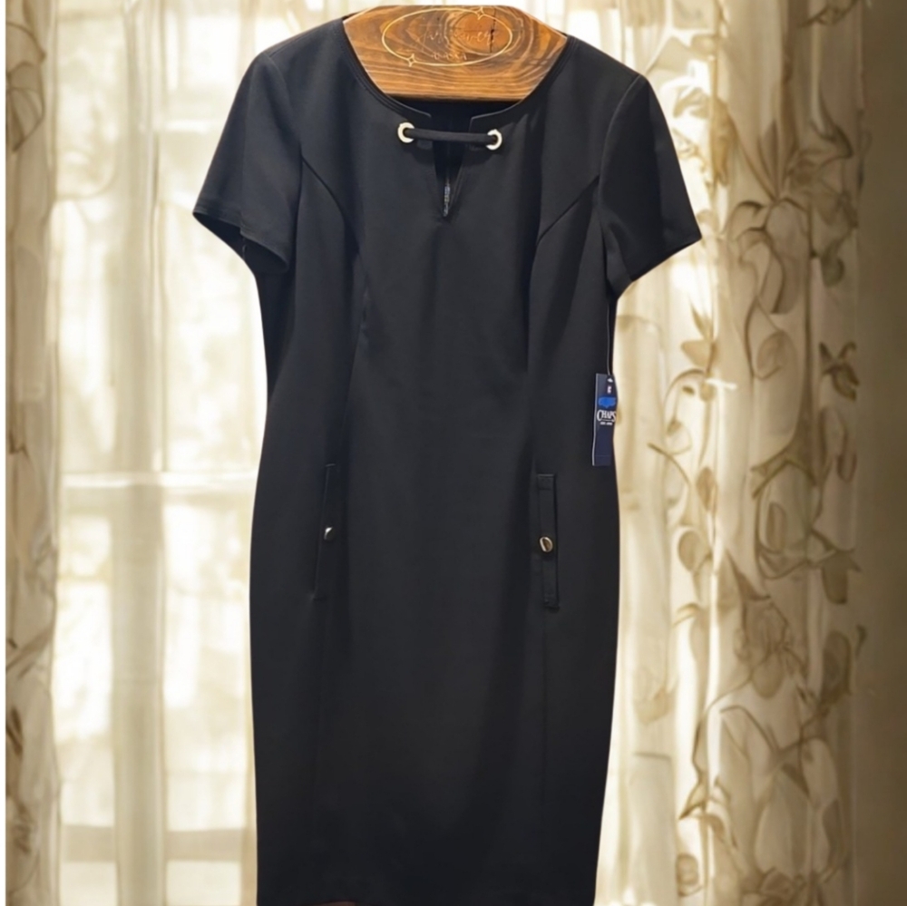 Black Sheath Dress NWT Chaps Ralph Lauren Sz 12